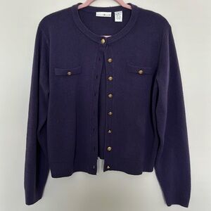 Preswick & Moore Purple Crewneck Cardigan‎ - Size Medium